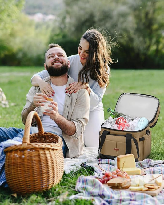 Lunch Box for Men Women Double Deck Insulated Lunch Bag for Men Woman Leakproof Expandable Cooler Bag with Adjustable Shoulder Strap for Work Picnic School(Khaki,16L)