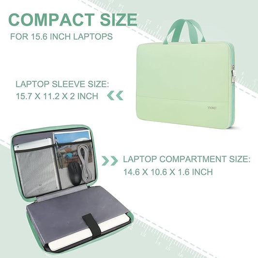 Ytonet Laptop Case, 15.6 inch Laptop Sleeve with Handle, TSA Water Resistant Computer Carrying Case Compatible for MacBook, HP, Dell, Lenovo, Asus Notebook, Gifts for Men Women, Mint Green