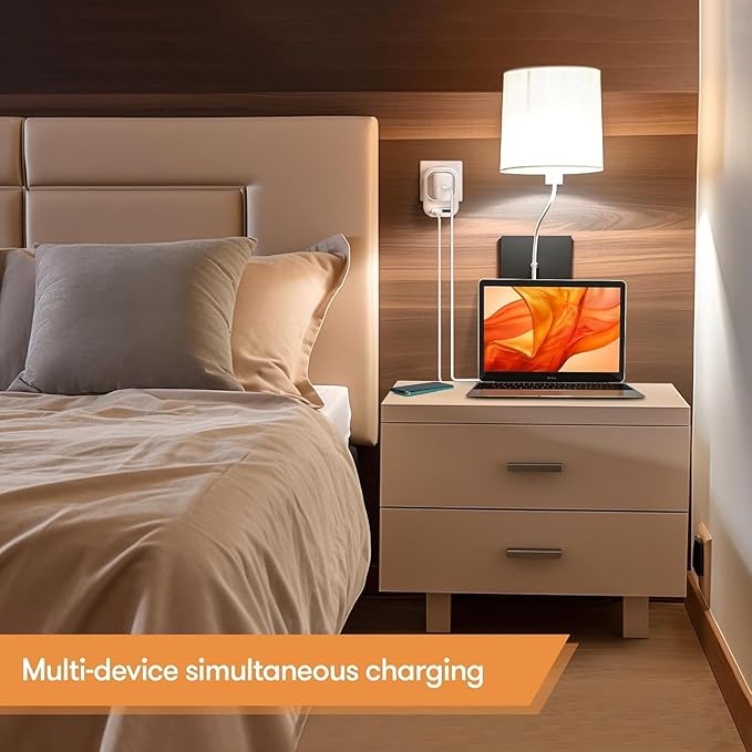 Mapambo Voltage Converter US to Europe Travel: International Universal Travel Adapter with Fast Charging 2 USB-A 2 USB-C Port Worldwide Power Converters Plug Combo for Spain Italy (White)