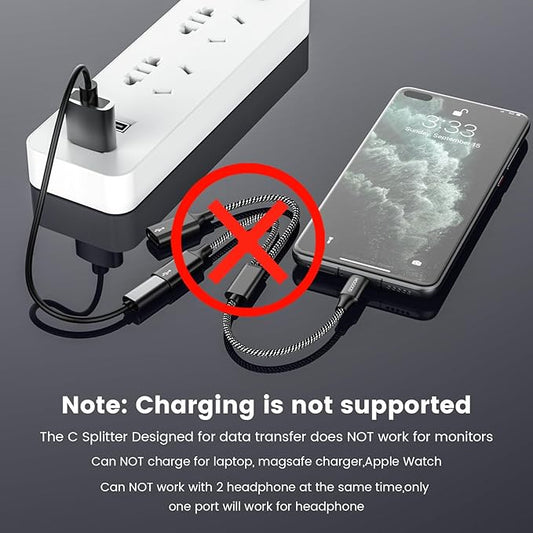 MOGOOD USB C to Dual USB C Female Adapter, 2 Ports, Not for Monitor and Charging, Incredibly Durable, Super Fit, 5V/0.9A Power Output