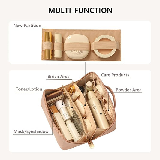 Travel Makeup Bag Toiletry Bag for Women Large Cosmetic Travel Bag Makeup Storage Box Skincare Organizer Vanity Organizer Bag Multi-Function Makeup Organizer with Compartments Travel essentials
