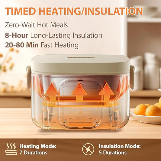 Eseesmart Cordless Electric Lunch Box for Adults & Kids, 14000mAh Rechargeable Portable Food Warmer, 27oz/800ml Self-Heating Lunch Box for Office, School, Car & Outdoor Use