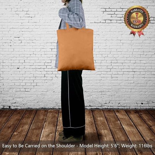 TOPDesign 6-Pack Economical 16"x15" Khaki Cotton Tote Bags, Lightweight Medium Reusable Grocery Shopping Cloth Bags, Suitable for DIY, Advertising, Promotion, Gift, Activity