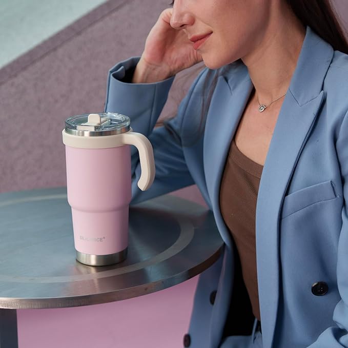 Easy Clean Pro Tumbler-24 oz Water Bottle with Handle Quick-Disassemble Flip Straw, Leakproof Insulated Stainless Steel Dishwasher Safe, BPA-Free Gifts for Kids