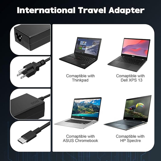 65W USB C Laptop Charger Replacement for Lenovo Laptop Charger,Lenovo Thinkpad/Yoga/Chromebook Computer Type C Fast Charging Ac Adapter Power Cord