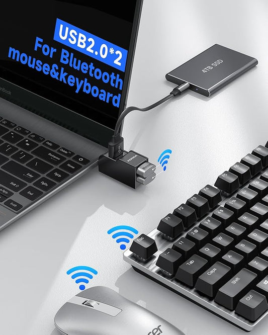 FORIDA 3 Ports USB Adapter, USB Hub with USB 3.0 and Double USB Adapter, Portable USB Splitter 1 in 3 Out for Keyborad, Mobile Hard Disk, U Disk, Camera, Mouse etc (Black)