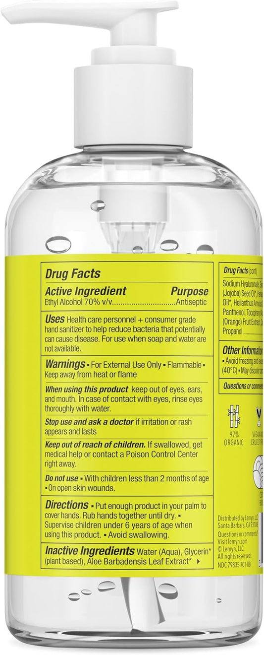 Medical‑Grade Hand Sanitizer Gel – 97 % Organic | 70 % USP Ethyl Alcohol | Moisturizing Aloe + Hyaluronic Acid | Freshly Made in USA | 8oz Bottle with Pump (PACK OF 2)