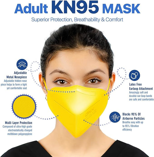 BNX KN95 Face Masks Made in USA (Adult Large, Adult Medium, Kids Small) (Earloop) (Model: E95/E95M/E95S)