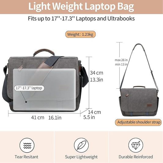 Canvas Messenger Bag for Men Waterproof Business Bags for Men Vintage Canvas Laptop Bag