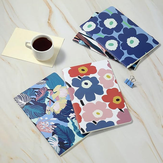 12 Pack Flower Design Line Notebook Journals Bulk for Traveler, Student, Office, College Ruled Composition Subject Notebooks Planner with Lined Paper, 80GSM, 30 Sheets,5.5x 8.3 inch, A5 Size