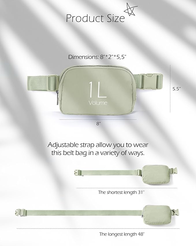 ODODOS Unisex Mini Belt Bag with Adjustable Strap Small Fanny Pack for Workout Running Traveling Hiking, Desert Sage