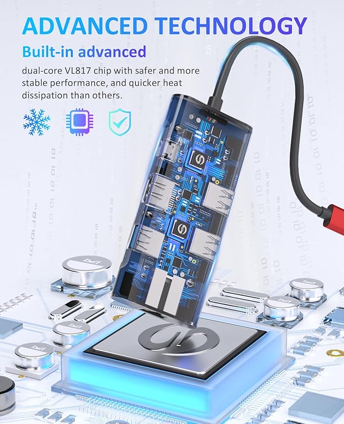 UtechSmart USB C Hub, Ethernet Multiport Adapter 6 in 1 USB C to HDMI Dock Compatible for MacBook Pro/Air, Chromebook, Dell XPS, HP and Type C Devices (Gigabit Ethernet 100W PD 4K HDMI USB 3.0) Red