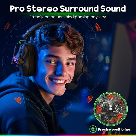 WG2 Wireless Gaming Headsets with Microphone for PS5, PS4, PC, Switch, Mac, Crystal Stereo Bluetooth Headphones, Wireless Headset 2.4GHz with Lossless Audio, 50 Hr Battery, Cool LED