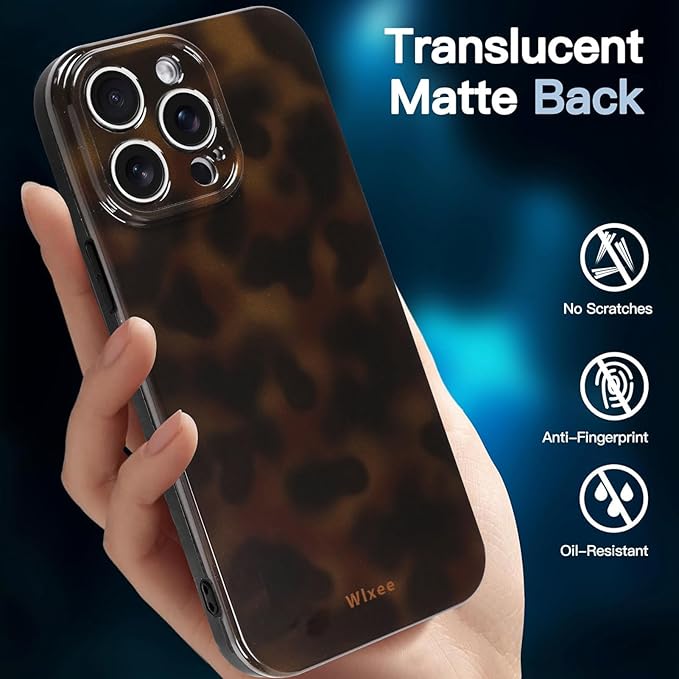 Phone Case for iPhone 14 Pro Max Cute Stylish Leopard Aesthetic Tortoise Amber Design Slim Shockproof Translucent Matte Brown Clear Case for iPhone 14 Pro Max, Deep Tortoise Print