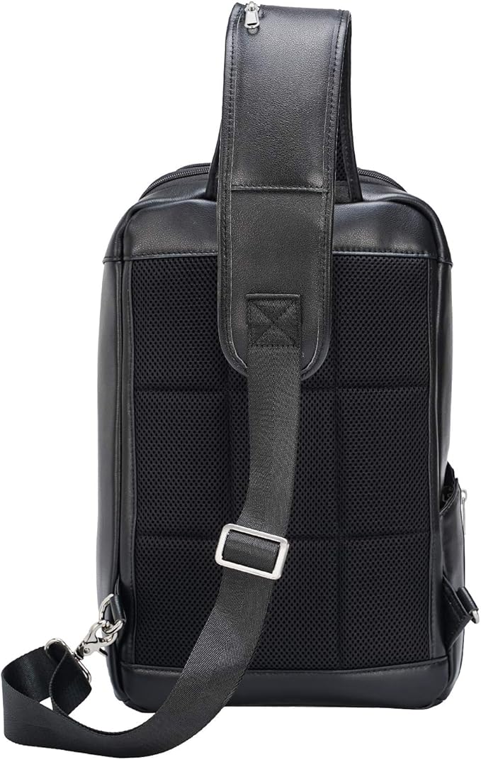 Polare Modern Style Sling Shoulder Bag Men’s Travel/Hiking Daypack with Full Grain Italian Leather and YKK Zippers
