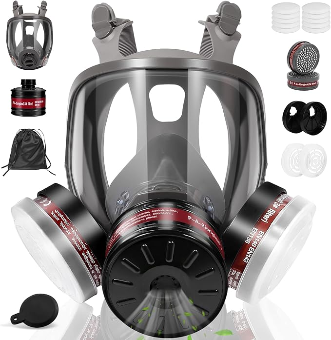 Respirator Mask, Reusable Face Respirators with Filters, Gas Masks Against Chemicals/Organic Vapor/Formaldehyde