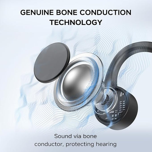 Bone Conduction Headphones, 2025 Upgrade Bluetooth 5.4 Open Ear Headphones, 10H Playtimes Bone Conduction Earbuds with Mic, IP56 Sweatproof Earphones for Workout, Hiking, Black