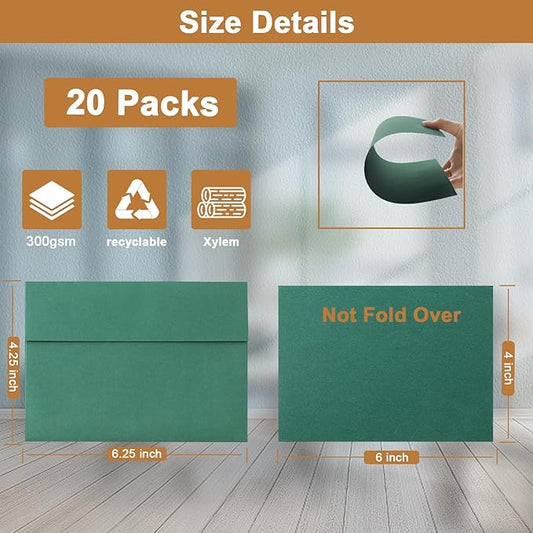 10 Assorted Colors Blank Flat Cards and Envelopes 4 x 6 Heavyweight Single Panel Cardstock and A4 Envelopes Printable Self Seal 20 Packs for Greeting Cards, Wedding Invitations, Birthday