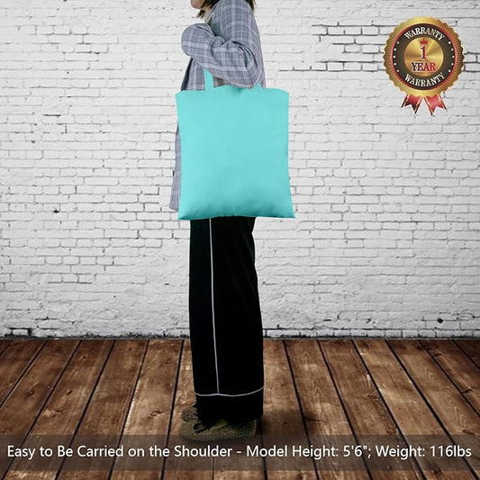 TOPDesign 6-Pack Economical 16"x15" Aqua Blue Cotton Tote Bags, Lightweight Medium Reusable Grocery Shopping Cloth Bags, Suitable for DIY, Advertising, Promotion, Gift, Activity