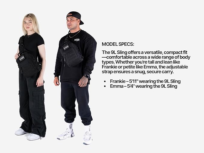 WOLFpak 9L Tactical Sling Bag Alpha Black - Compact Crossbody Backpack for Gym, Travel & EDC – Tactical Shoulder Bag with Multiple Pockets – Lightweight, Durable Sling Pack for Men & Women