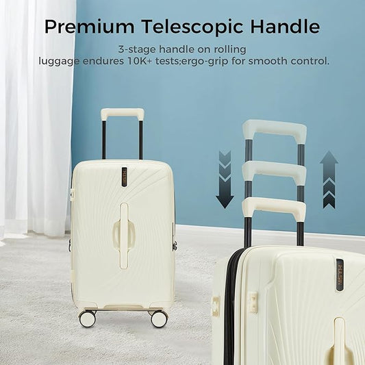 20 Inch Expandable Carry on Luggage, Hardside Lightweight Spinner Suitcase TSA Lock, 22x14x9 Airline Approved Hard Shell Expandable Travel Luggage with 20% More Capacity (White, 20 Inch)