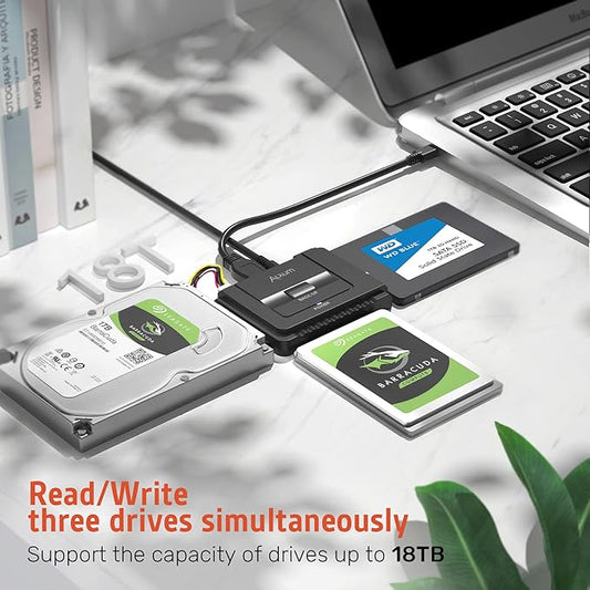 Alxum USB 3.0 to IDE SATA Converter, for Universal 2.5 & 3.5 inches SATA HDD SDD & IDE HDD Drives, Hard Drive Adapter with 12V 2A Power Adapter and USB 3.0 Cable (Type C)