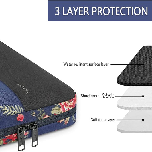 Ytonet Laptop Sleeve Case 15.6 inch Protective Laptop Cover with Handle TSA Water Resistant Computer Carrying Case Compatible with HP, Dell, Lenovo, Asus Notebook, Gift for Women, Rose Pattern
