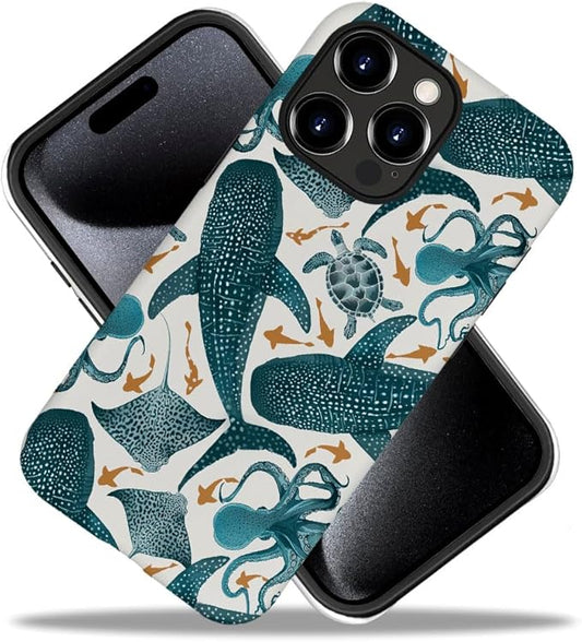 DAIZAG Case Compatible with for iPhone 16 Pro Max,Octopus Turtle Manta Ray Whale Phone Case for iPhone 16 Pro Max for Girl Women Boy Men