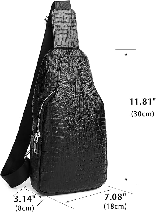 LUKZIJAES Genuine Leather Sling Bag for Men