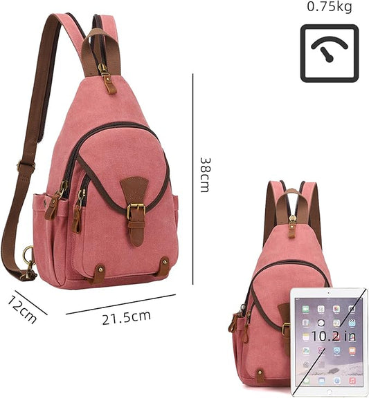 KouLi Buir Canvas Sling bag,Small Crossbody Backpack,Convertible Chest Bag Casual Daypack For Outdoor Cycling Hiking Travel