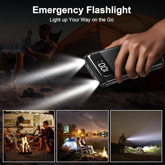 Portable Charger Power Bank 52800mAh Powerbank PD 30W and QC 4.0 Fast Charging Built-in Bright flashlight LED Display 2 USB 1Type-C Output External Battery Pack for iPhone, Samsung, iPad etc (black)