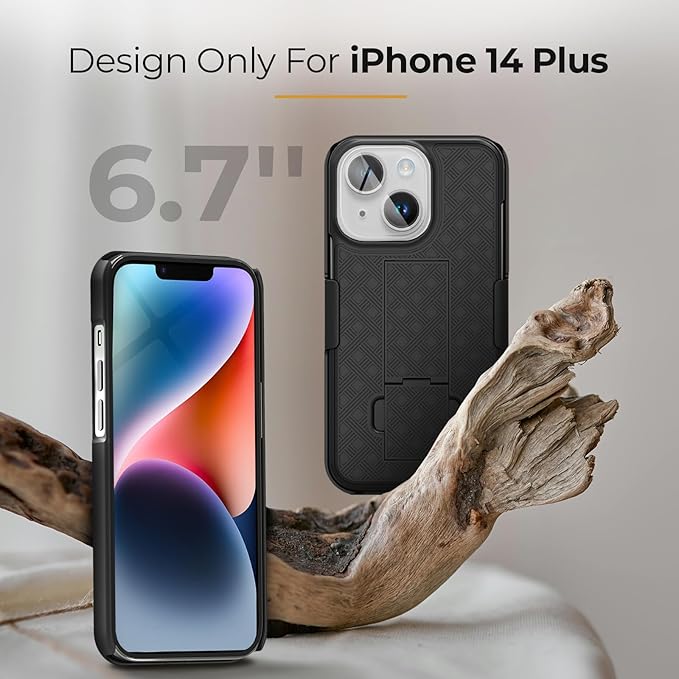MOTIVE for iPhone 14 Plus Holster Case, Belt Clip Case for Apple iPhone, Shell Holster Combo 14 Plus, Slim Rugged Drop Shockproof Protective Cover with Kickstand (6.7" Plus) | Ranger Series