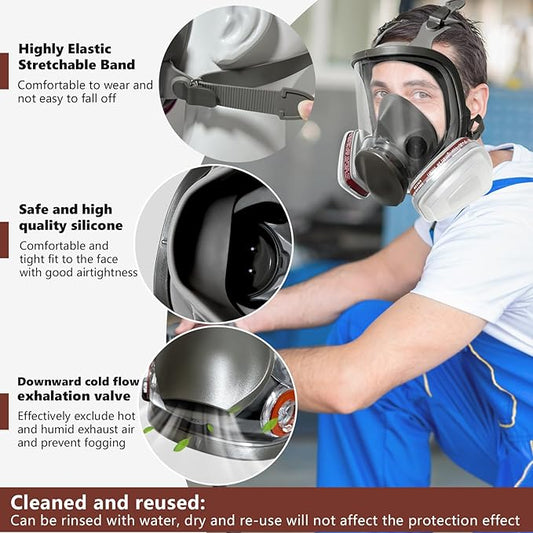 Full Face Respirator Mask - Gas Masks Survival Nuclear and Chemical for Asbestos,Paint and Chemical