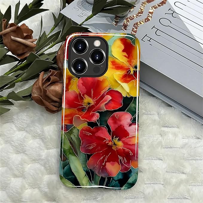 Case for iPhone 12 Pro Max Case,Vintage Floral Girly Design - Hybrid Dual Protection Silicone + Hard PC Shockproof Full Body Cover Slim Anti-Scratch Protective Case for Men Women
