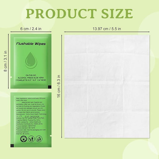 twoworld Flushable Wipes Travel Size Individually Wrapped for Women and Men,Unscented Wet Wipes Travel Size for Adult,Women,Men,Girl and Homeless (green,pack of 200)