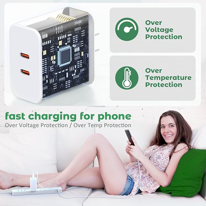 USB C Charger Block, 40W Dual Port Fast Charger 20W Type C Charging Block 3.1A USB Wall Charger Dual Port PD+QC Charging Cube for iPhone 15 16 14 13 12 11 Pro Max XS, iPad, Samsung Phone, Tablet