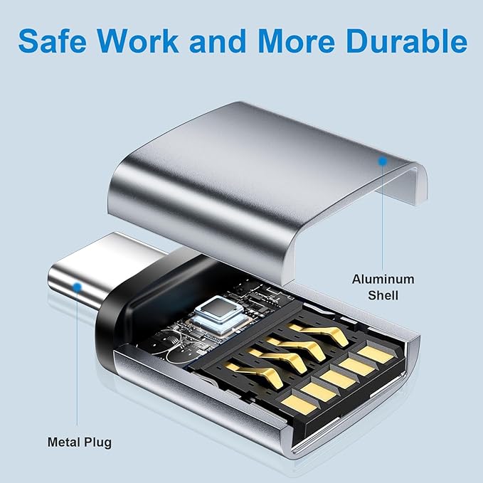 USBC to USB Adapter 6 Pack,USB C to A Adapter,USBC Male to USBA Female,USBC Adapters for iPhone 16 15,MacBook Pro Air,iPad,Samsung Galaxy,Grey