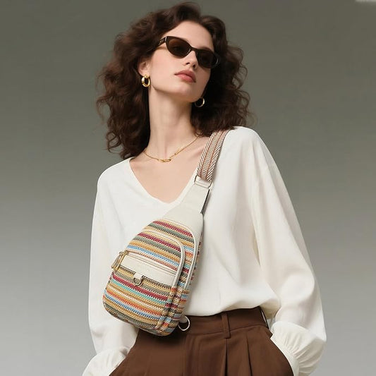 Womens Sling Bag Crossbody Bags for Women Vegan Leather Sling Backpack Daypack Fanny Pack Crossbody Purse Travel