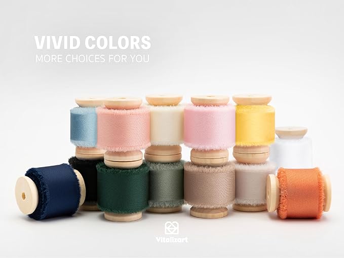 Vitalizart Silk Satin Ribbon 1 inch x 15 Yard Gold Handmade Frayed Ribbons for Gift Wrapping Baby Shower Wedding Bridal Bouquets Holiday Decor