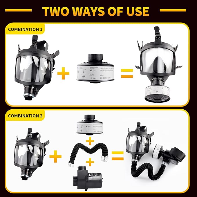 HANUU PAPR, Powered Air Purifying Respirator, Portable PAPR Respirator System, PAPR Respirator with 40mm Gas Mask Filters, Supplied Air Respirator for Industry, Gas Mask for Gases Resin Paint