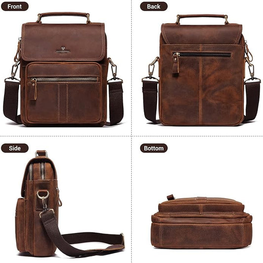 gzcz Leather Sling Shoulder Crossbody Bag Man Purse Messenger Bags for Men Women Outdoor Travel Business