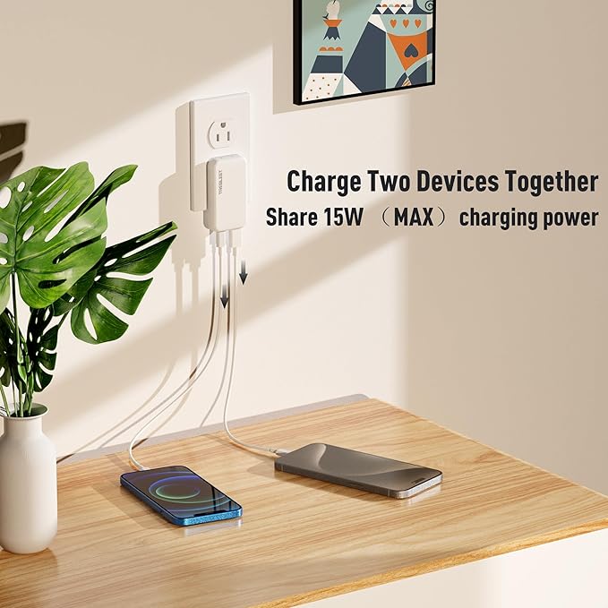 Ultra-Thin 20W USB-C PD Fast Portable Charger, 2-Port Wall Charger, Dual Port PD 3.0& QC 3.0 Compatible for iPhone 15 &15 Pro, 14&14Pro, 13/ 13Pro/ 12/12Pro/ Pixel 8& 8 Pro