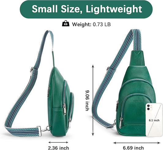 BOSTANTEN Sling Bag for Women Leather Crossbody Bag Vintage Cross Body Purse for Travel with Guitar Strap, Bohemian Style