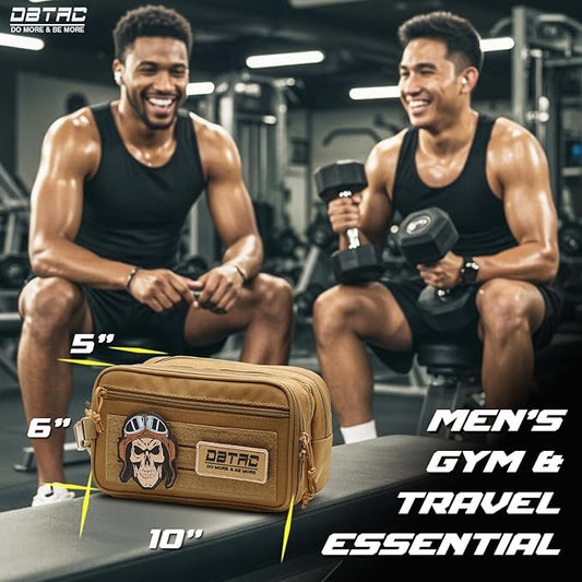 DBTAC Tactical Toiletry Bag w/Electronic Organizer Compartment | Dry/Wet Separate Hygiene Bag, Expanded Travel Dopp Kit Shaving Kit Travel shower Bag for Men (Tan)