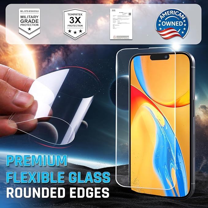 TEMPRTEK+ 2 Pack Screen Protector for iPhone 16 Pro | 9H+ Military Grade Protection for iPhone 16 Pro Screen Protector | Anti Scratch/Fingerprint | Bubble Free Easy Installation | Case Friendly