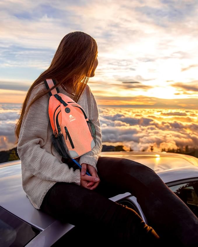 Sling Bag for Women, Crossbody Bag for Men, Cross Body Hiking Backpack, Travel Daypack, Chest Pack with Chest Phone Holder