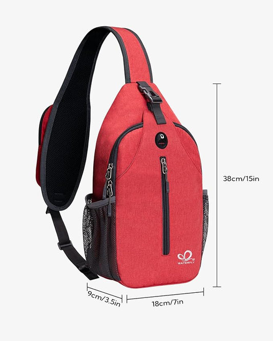 WATERFLY Crossbody Sling Backpack Sling Bag Travel Hiking Chest Bag Daypack
