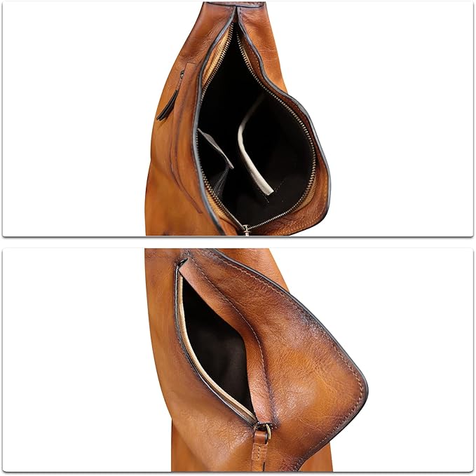 Genuine Leather Sling Bag for Men and Women Vintage Full Grain Leather Sling Purse Chest Daypack Over Shoulder Crossbody Bag (Brown)