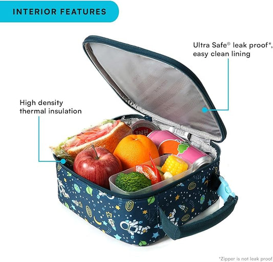 Arctic Zone Pop-it Kids Lunch Box Combo with Sensory Pop Handle, 210g Ice Pack, and Sandwich Container, Space Odyssey
