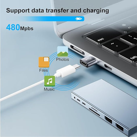 USB to USB C Adapter 20 Pack,USB A to USB C Adapter,C Female to A Male,USBA Charger Cable Converter for iPhone,iPad,AirPods,Tablet,Grey